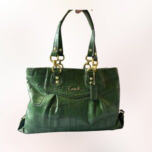 Coach Green Ashley Embossed Leather Alligator - RARE